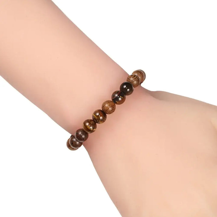 Bracelet en Bois Naturel 8 mm Tressé et Réglable pour Femme - Bracelet-en-bois.com