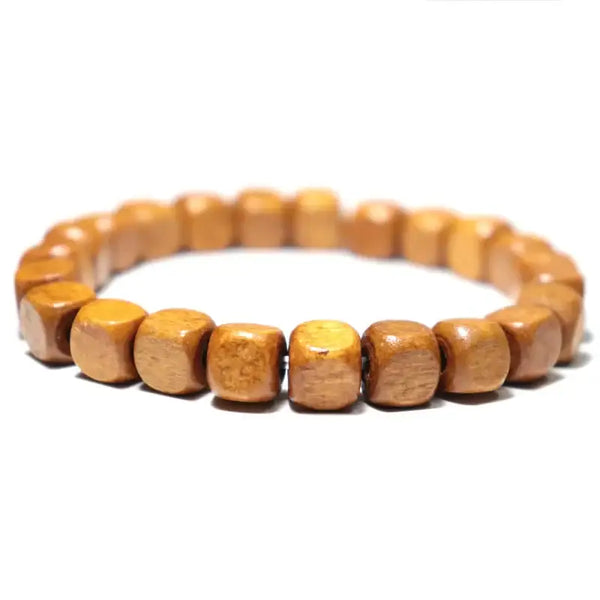 Bracelet en Bois Naturel pour Hommes et Femmes avec Perles Géométriques - bracelet en bois