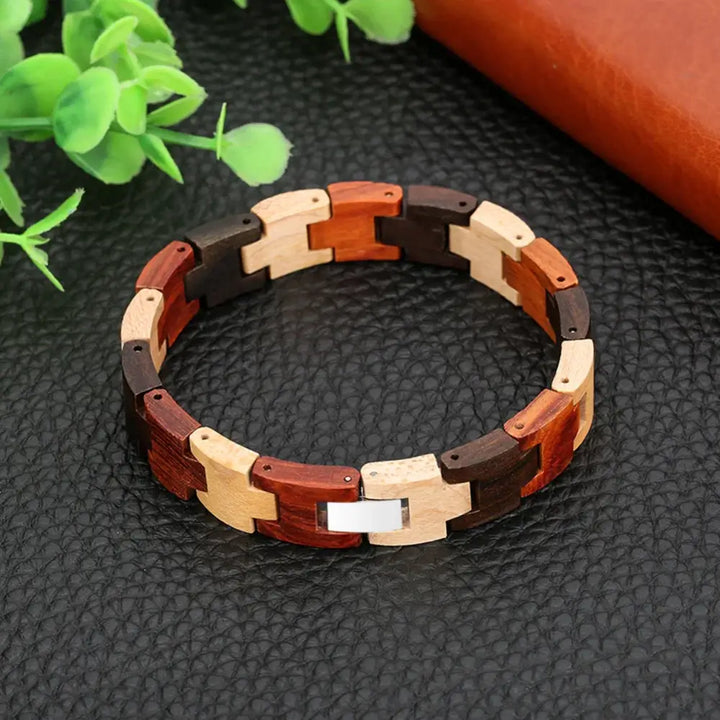 Bracelet en Bois Vintage avec Fermeture Facile - bracelet en bois