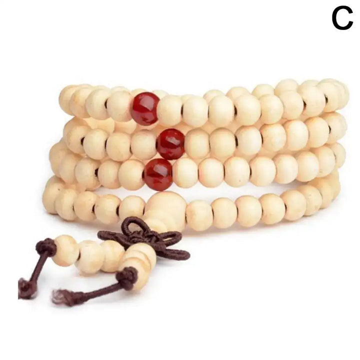 Bracelet-Collier Multicouche en Bois Rouge  avec Petites Feuilles - Bracelet-en-bois.com