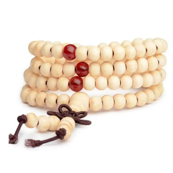 Bracelet-Collier Multicouche en Bois Rouge  avec Petites Feuilles - Bracelet-en-bois.com