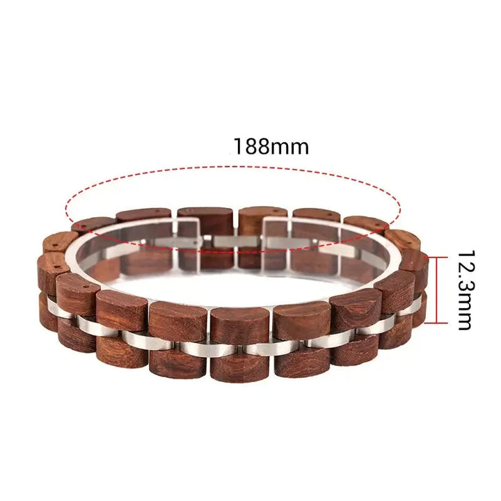 bracelet en bois et acier inoxydable brun chêne