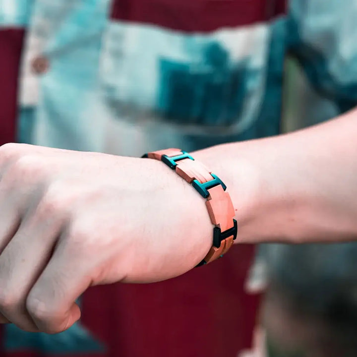 Bracelet pour Homme en Bois et Acier Inoxydable avec Fermoir - bracelet en bois