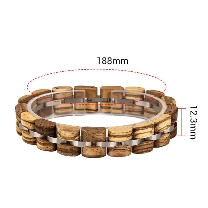 bracelet en bois et acier inoxydable