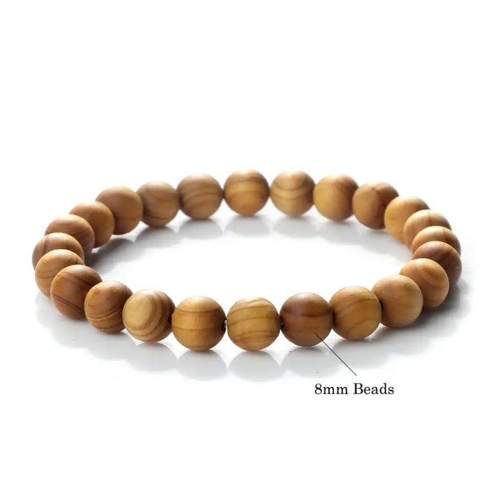 Bracelet en Perles de Bois de Cyprès de Haute Qualité et Réglable pour Hommes et Femmes - bracelet en bois