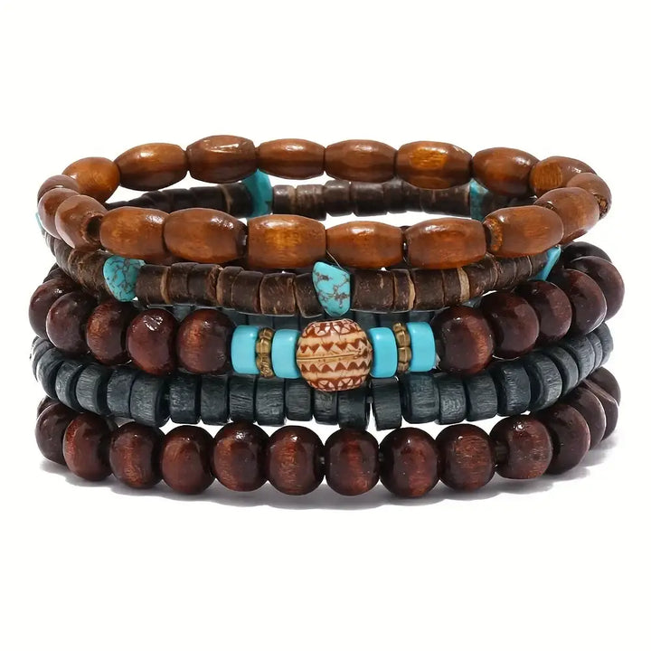 Ensemble de Bracelets en Bois pour Hommes avec Perles - bracelet en bois